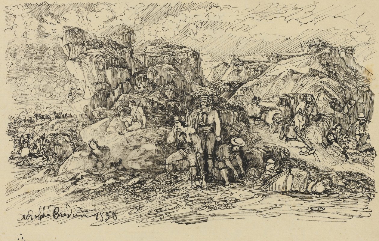 Salakuljettajat, 1858 tekijältä Rodolphe Bresdin