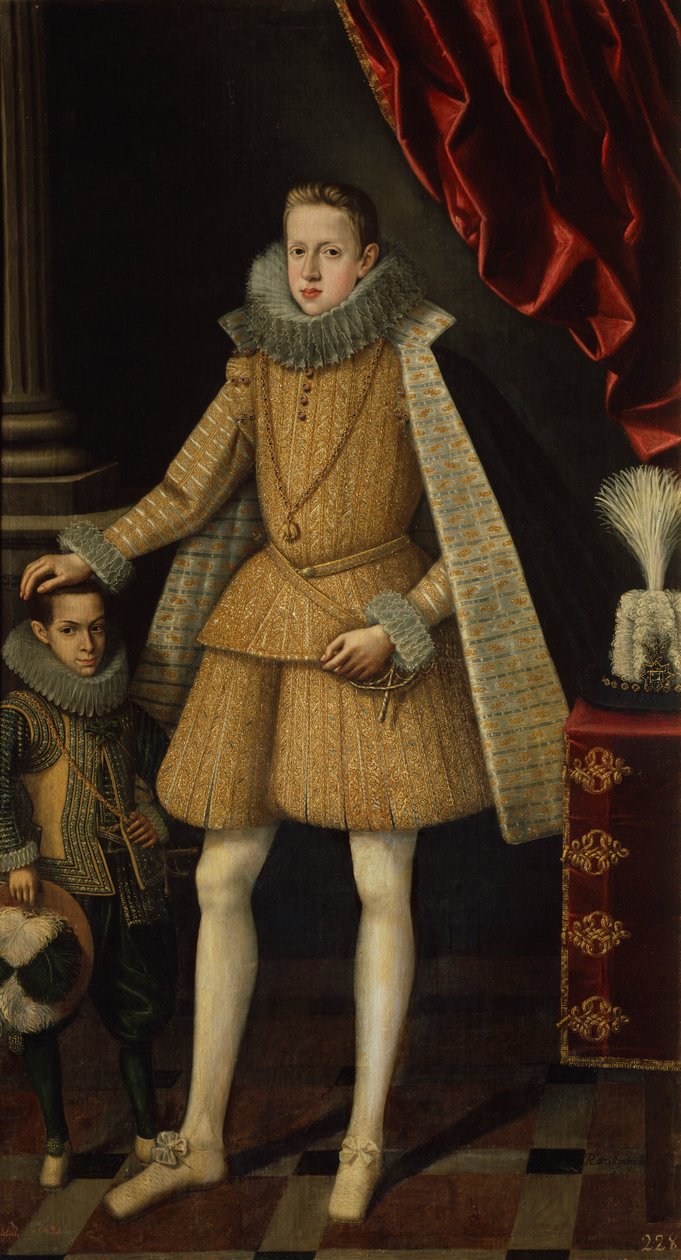 Prinssi Philip ja kääpiö, Miguel Soplillo, noin 1620 (öljy kankaalle). tekijältä Rodrigo de Villandrando