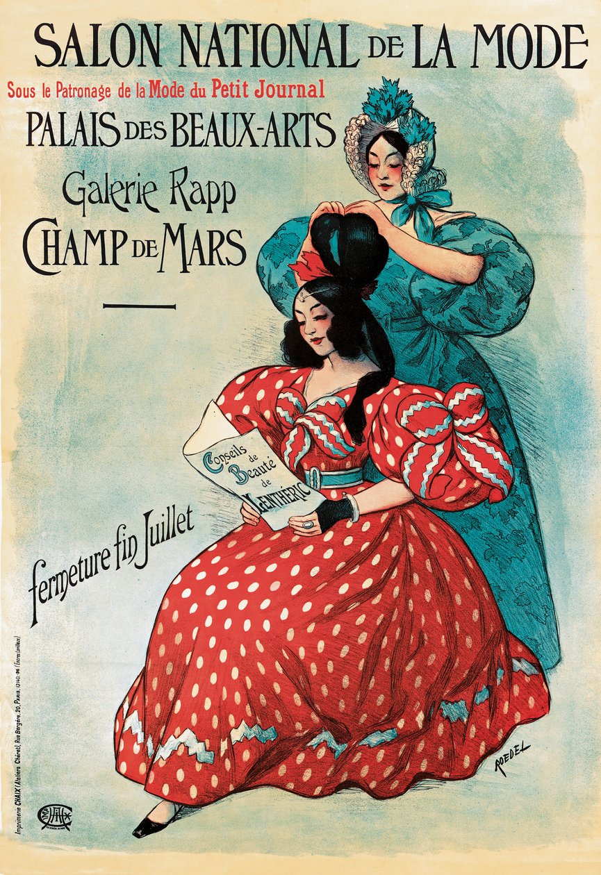 Juliste, joka mainostaa Salon National de la Modea, 1895 tekijältä Roedel