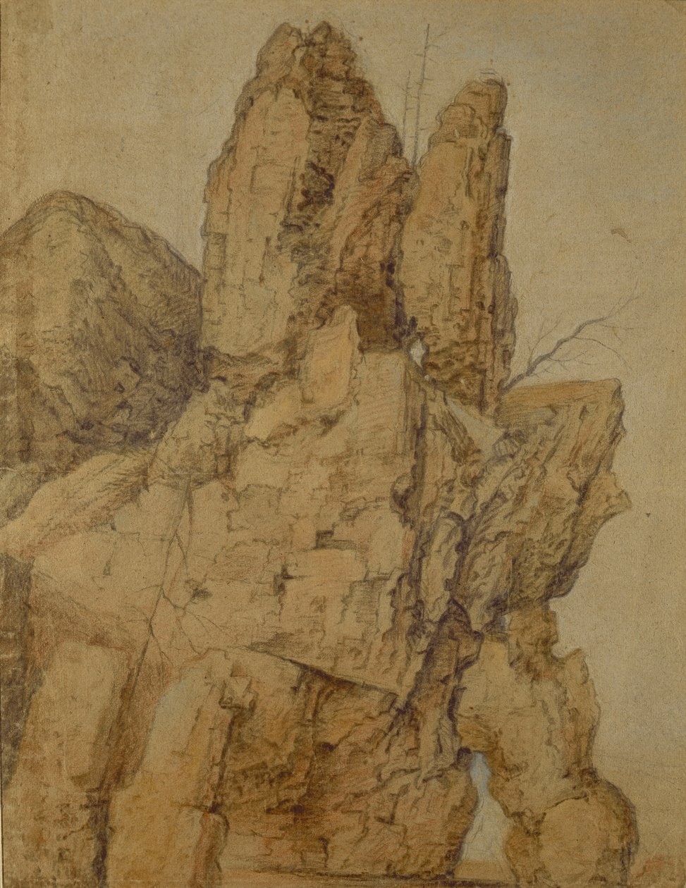 Rocky Mountain (pastelli ja liitu paperille) tekijältä Roelandt Jacobsz. Savery