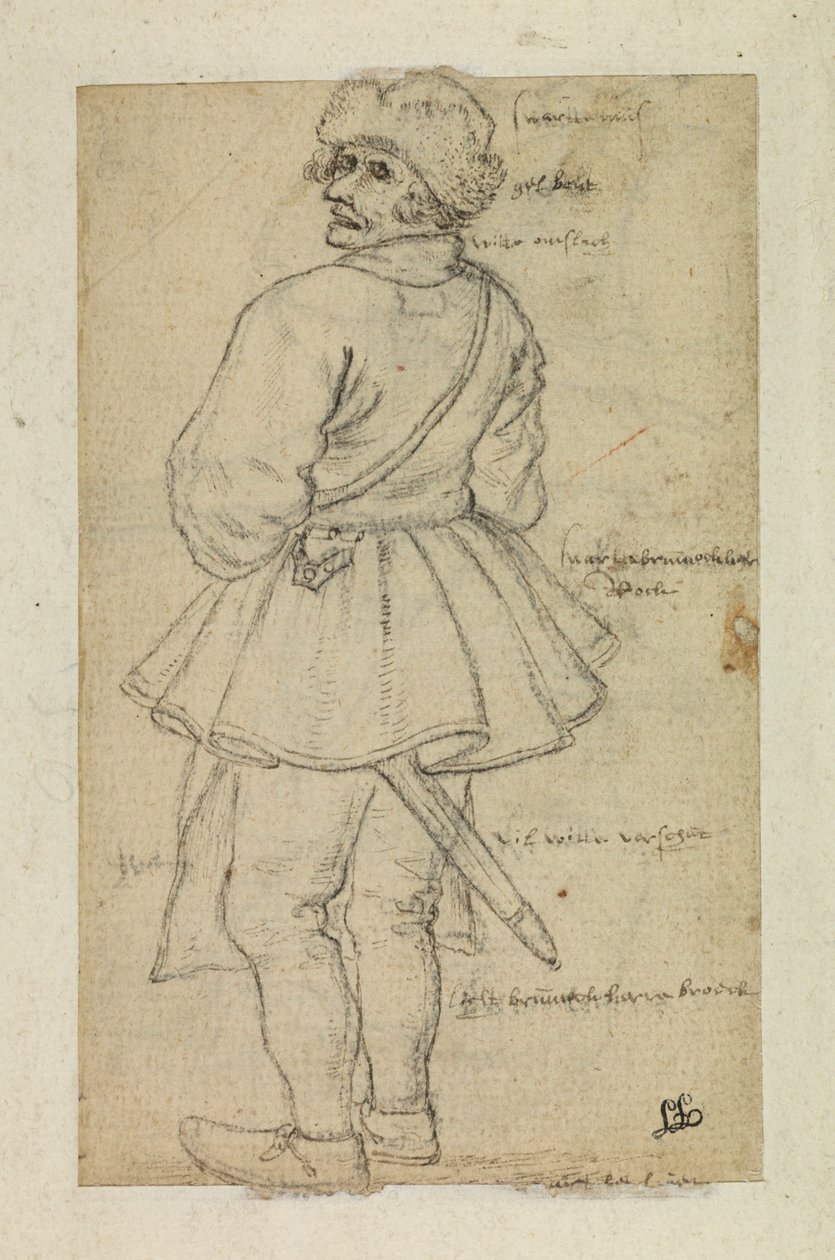 Mies takaa katsottuna (verso) tekijältä Roelandt Jacobsz and Bruegel Pieter the Elder Savery