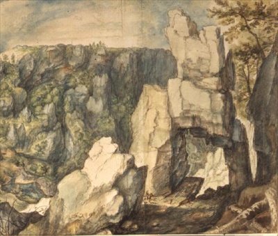 Vuoristomaisema (kynä ja ruskea muste, vesiväri) tekijältä Roelandt Jacobsz. Savery