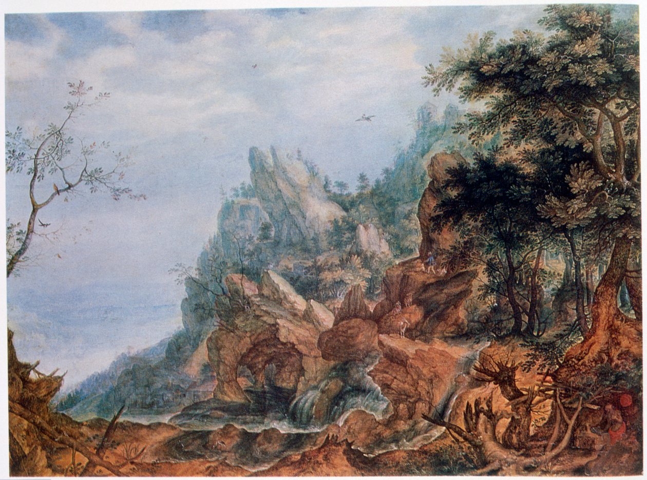 Pyhä Jerome kivisessä maisemassa, c1596-1639 tekijältä Roelandt Savery