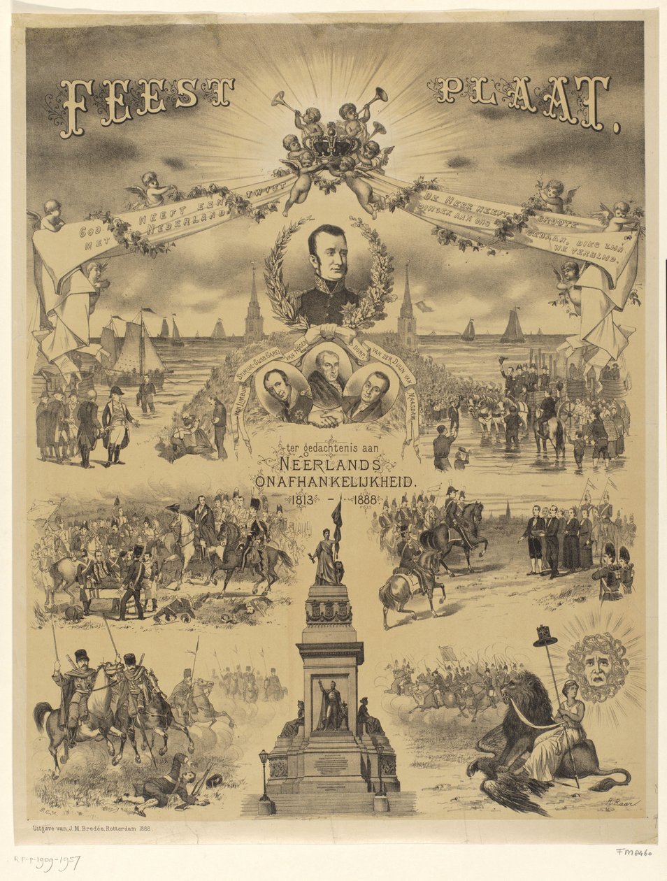 Placa de celebració en memòria de la independència holandesa, 1813-1888 (títol a l