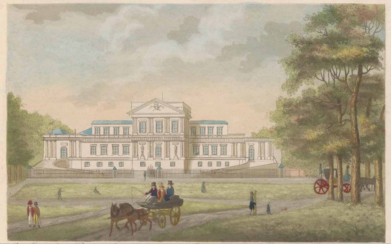 Paviljonki Welgelegen Haarlemissa, noin 1825 Kuninkaallinen Welgeleegen-paviljonki, jonka rakensi den Heere Hope - in den Jaare 1786, lähellä Haarlemia / Le Pavillon Royale Welgeleegen - bati par le Sieur Hope - l