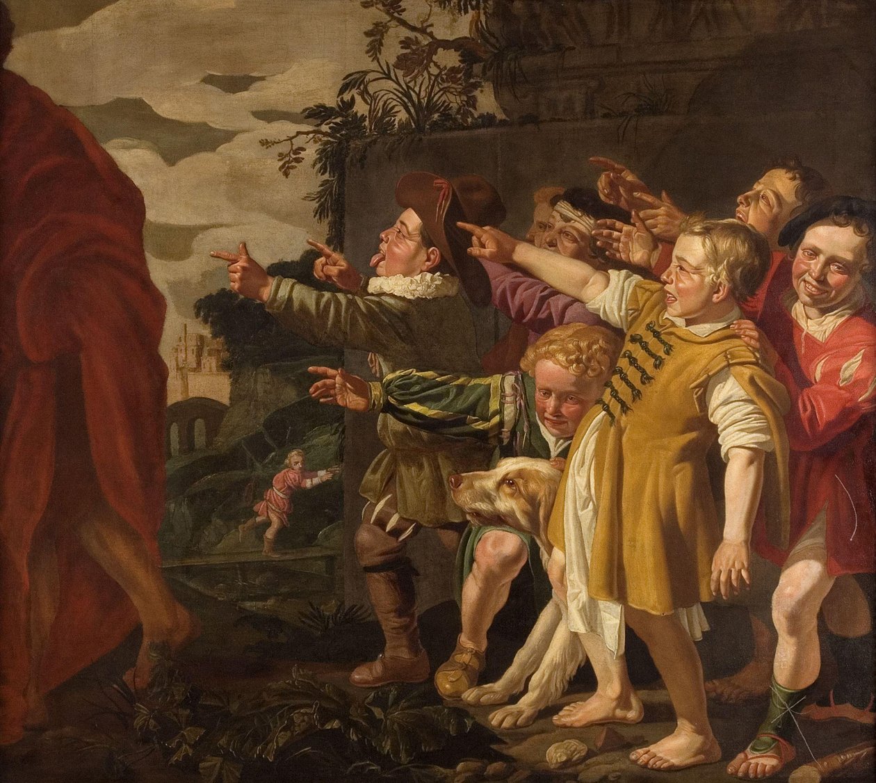 Pienet lapset pilkkasivat Elisaa (II Kuninkaat 2:24-25) tekijältä Roeloff van Zijl (attributed to)