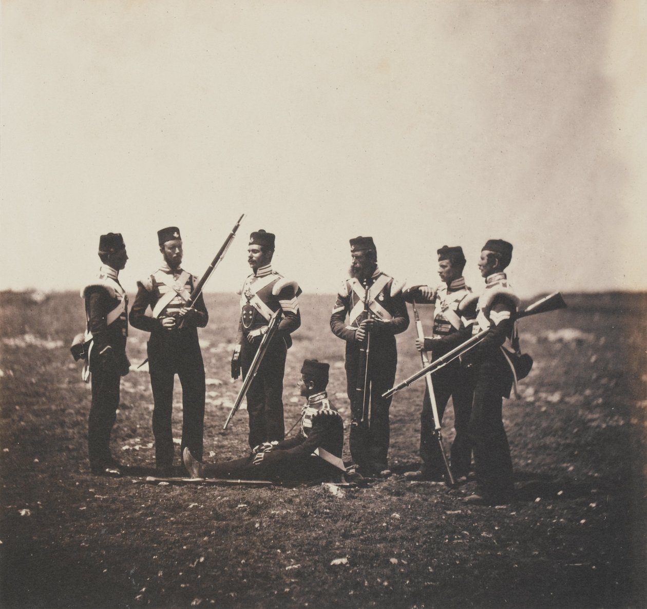 Miehet 68. (Durham) jalkarykmentistä (kevyt jalkaväki) 52 valokuvan albumista, jotka liittyvät Krimin sotaan, 1855 tekijältä Roger Fenton