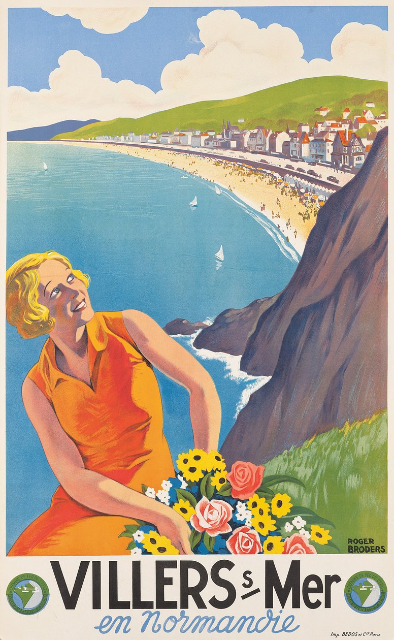 Villers-sur-Merin mainosjuliste, n. 1930 (värilitografia). tekijältä Roger Broders