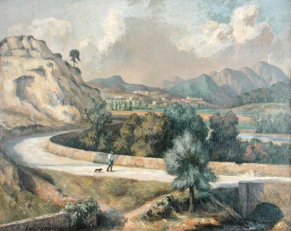 Italian maisema, n. 1922-25 (öljy kankaalle) tekijältä Roger Eliot Fry