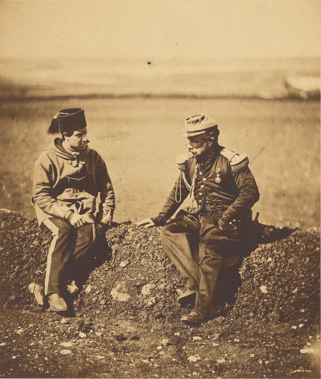 Kenraali Cisse ja esikuntaupseeri. tekijältä Roger Fenton