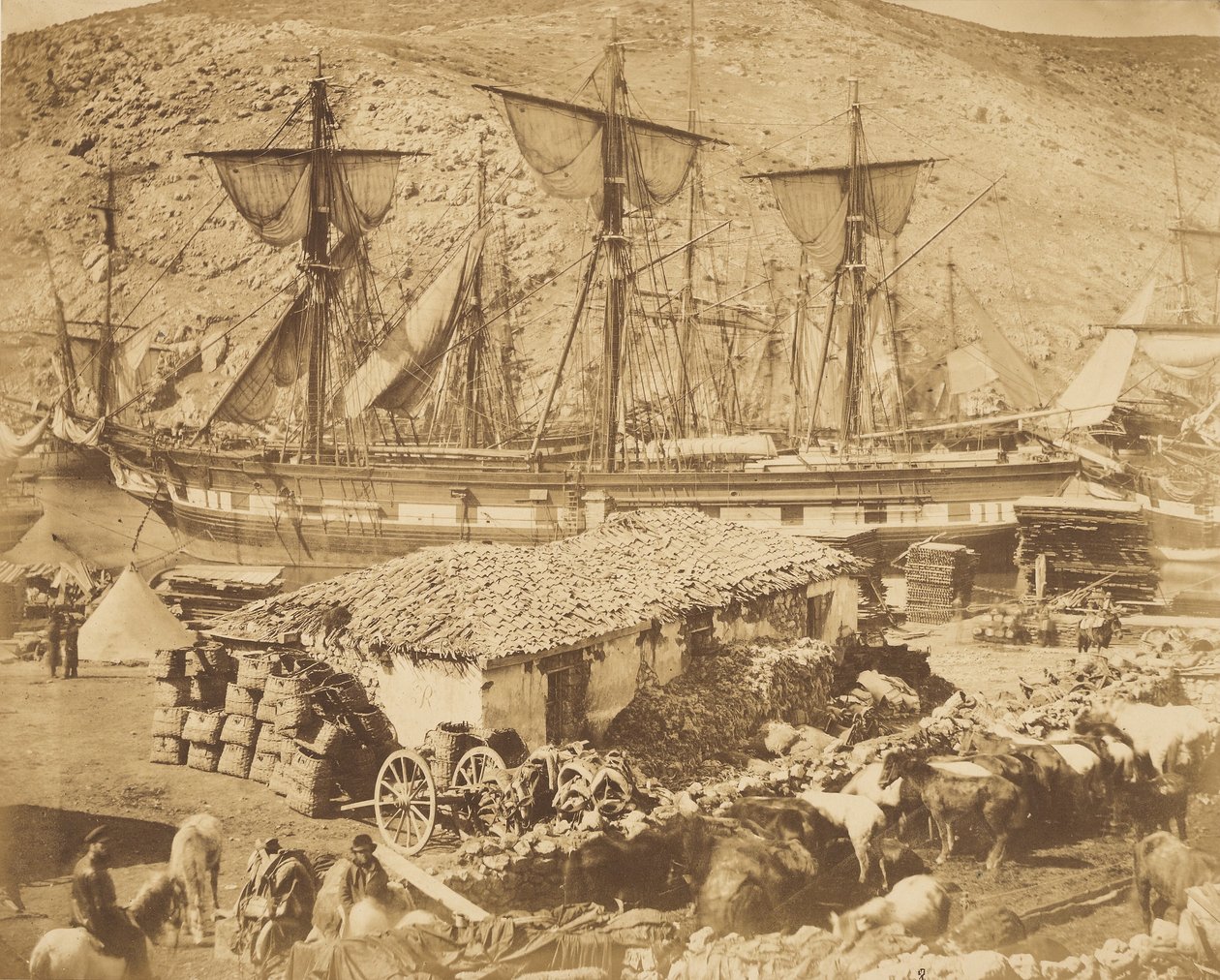 Balaklavan satama, karjalaituri tekijältä Roger Fenton