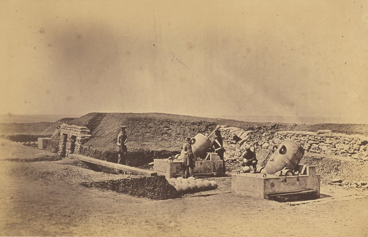 Kranaatinheitinpatterit Picquet Housen edustalla, kevyt divisioona tekijältä Roger Fenton