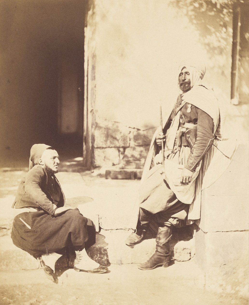Zuaavi ja spahi, marsalkka Pélissierin seurueen jäsenet tekijältä Roger Fenton
