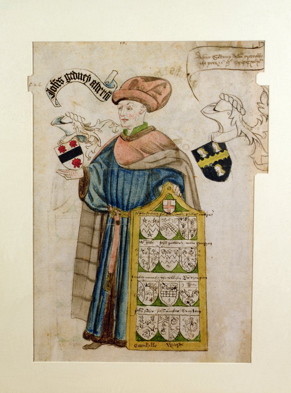 John Gedney kaupunginvaltuutetun puvussa, noin 1450 (vesiväri paperille). tekijältä Roger Leigh