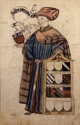 John Norman kaupungin kaapuissa, n. 1450 (akvarelli paperille) tekijältä Roger Leigh