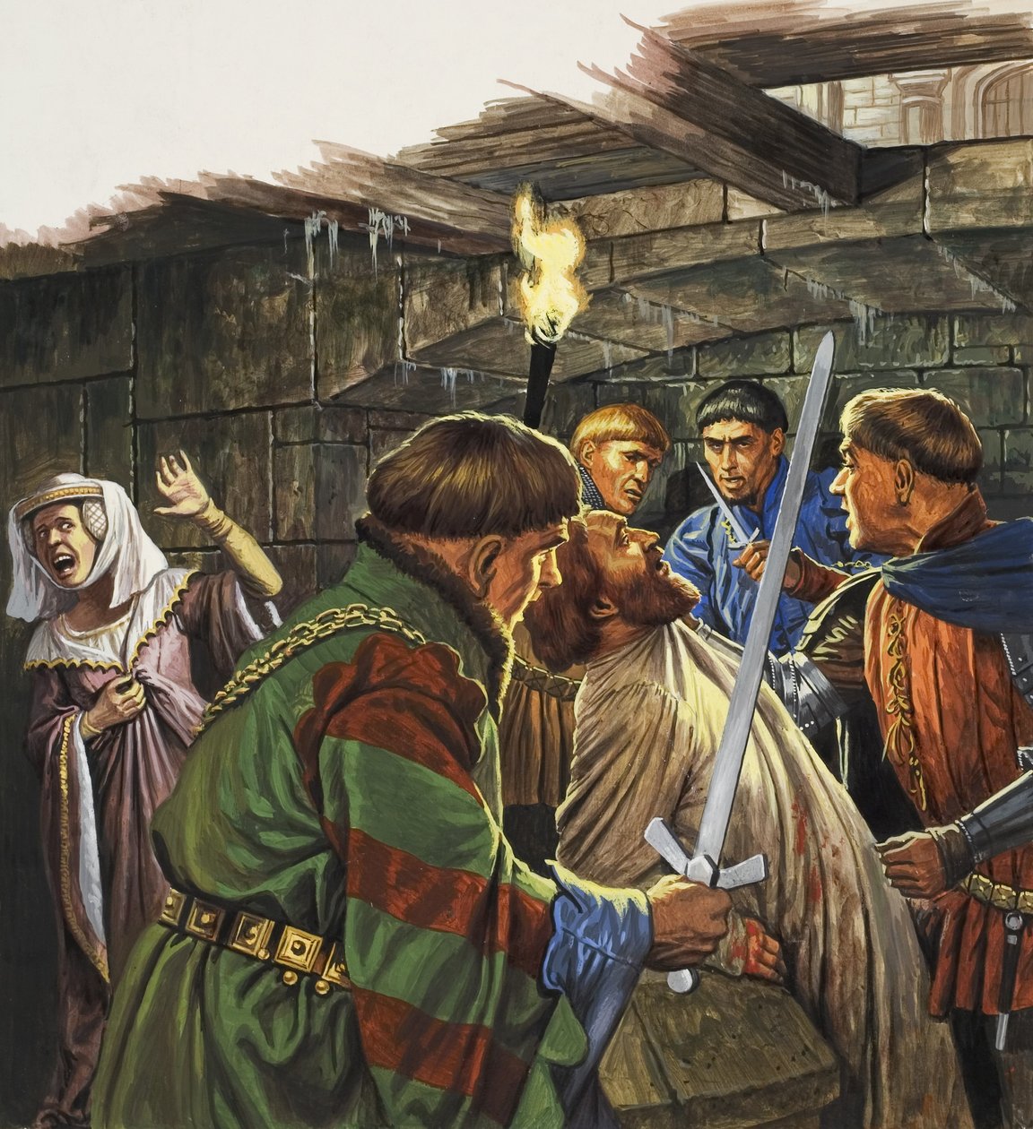 Skotlannin Jaakko I:n metsästys (1394-1437) (guassi paperille) tekijältä Roger Payne