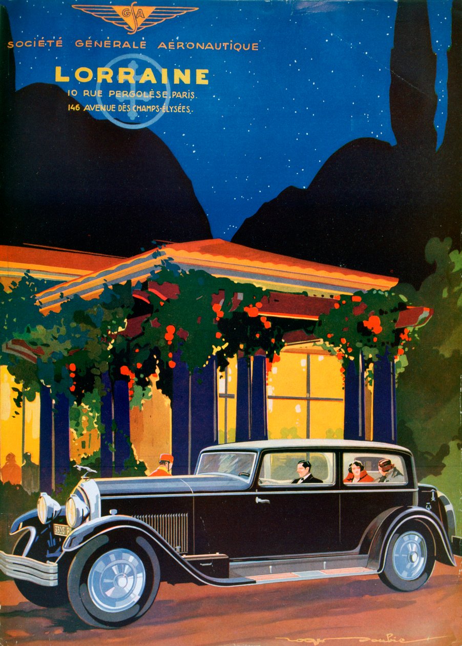 Juliste, Lorraine, Societe Generale Aeronautique, 1928 tekijältä Roger Soubie