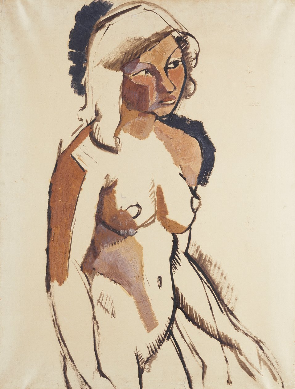 Italialainen tyttö, kolme neljäsosaa, katsoen oikealle; Italialainen nainen, Kolmen neljänneksen näkymä oikealle, n. 1910-11 tekijältä Roger de La Fresnaye