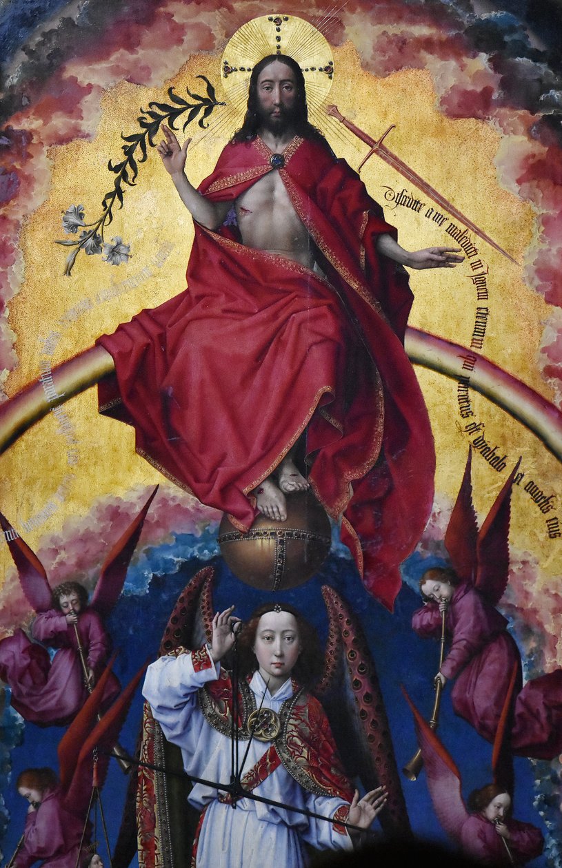 Het Laatste Oordeel - Hôtel -Dieu Beaune - yksityiskohtainen keskustan paneeli tekijältä Rogier van der Weyden