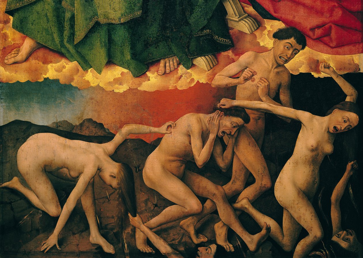 Viimeinen tuomio, yksityiskohta kirottujen sisäänpääsystä helvettiin, n. 1445-1450 tekijältä Rogier van der Weyden