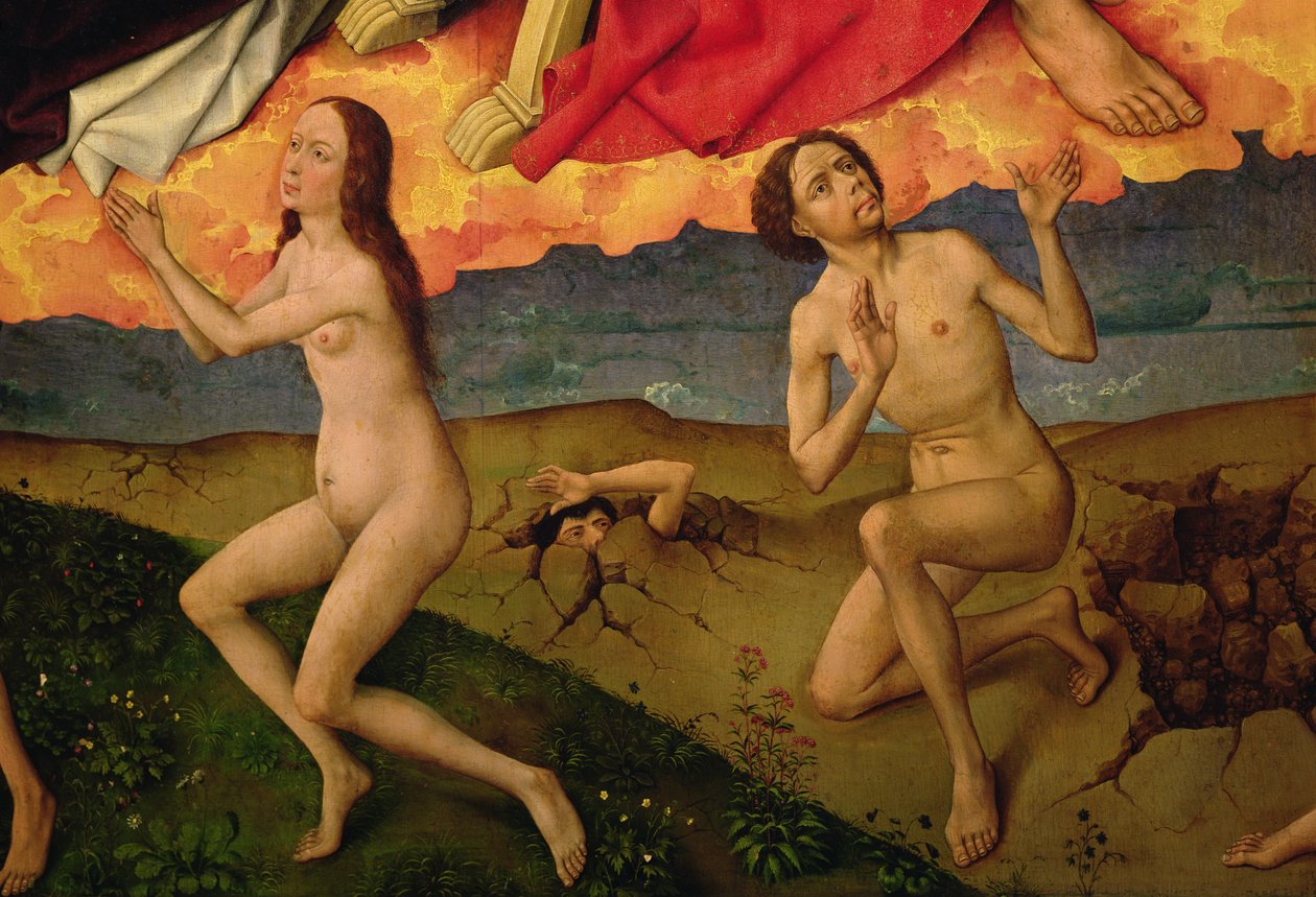 Viimeinen tuomio, yksityiskohta kuolleiden ylösnousemuksesta, n. 1445-1450 tekijältä Rogier van der Weyden