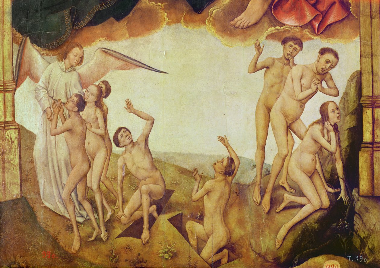 Lunastuksen triptyykki, oikea paneeli: Viimeinen tuomio, yksityiskohta: valitut ja kadotetut, 1455-59 (öljy puulle). tekijältä Rogier van der Weyden