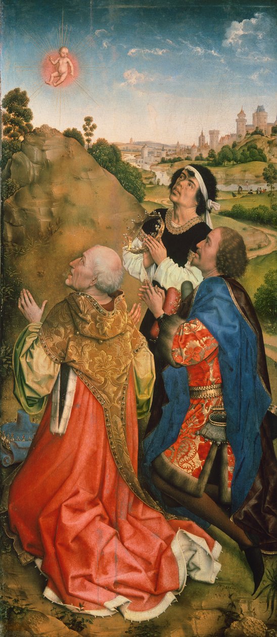 Rogier van der Weydenin (1399-1464) Bladelin-alttaritaulu, yksityiskohta tekijältä Rogier van der Weyden