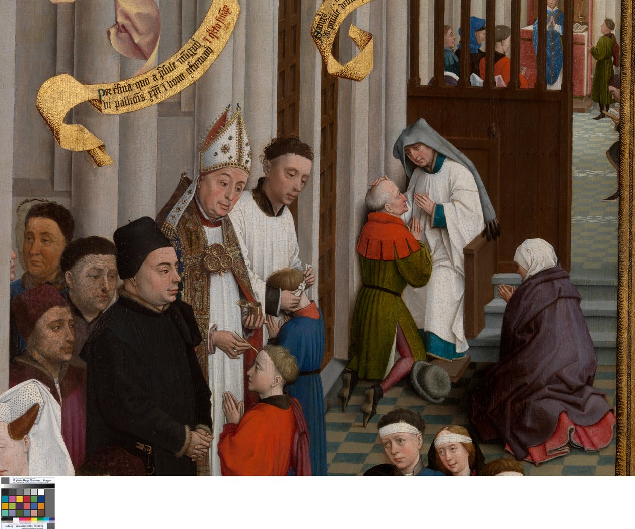Yksityiskohta seitsemän sakramentin triptyykistä tekijältä Rogier van der Weyden