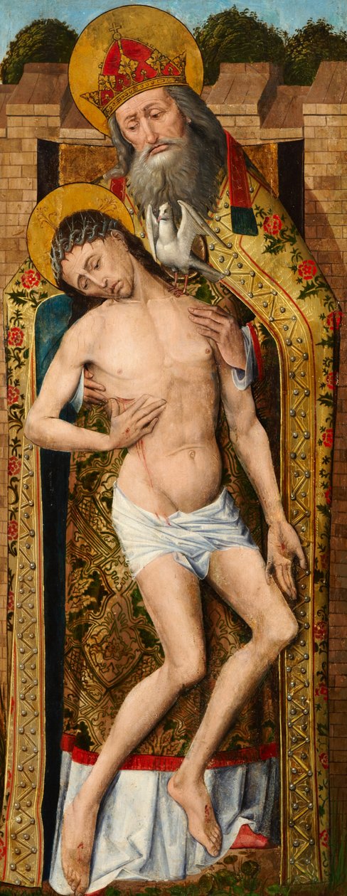 Pyhä kolminaisuus, Weston Triptyykin ulkopaneeli, n. 1480 tekijältä Rogier van der Weyden