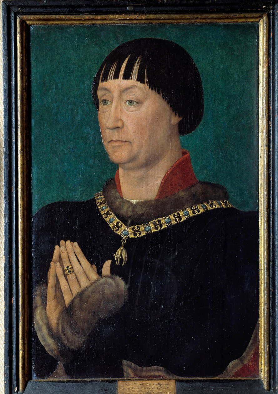 John I sanoi muotokuva Belliqueux, Clevesin herttua (1419-1481) Rogier (Roger) van der Weydenin (1400-1464) maalaus 1400-luvun aurinko. 0,49x0,31 m. tekijältä Rogier van der Weyden
