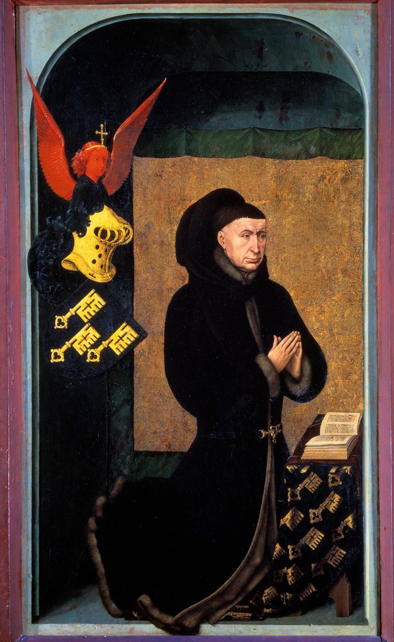 Nicolas Rolinin (1376-1461) muotokuva Burgundin liittokanslerista Philippe Le Bonin johdolla ja Hospices de Beaunen perustaja vuonna 1443 Rogier (Roger) Van Der Weydenin (1400-1464) maalaus 1400-luvun Beaune, museo Hotel Dieu - Nicolasin muotokuva Rolin (1 tekijältä Rogier van der Weyden