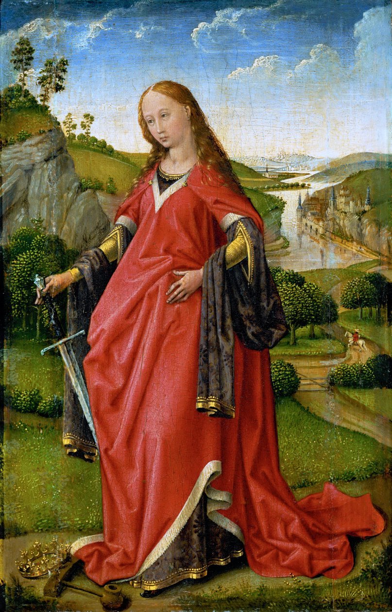Pyhä Katariina - Rogier van der Weyden (noin 1399-1464). Öljy puulle, c. 1430 tai n. 1451. Mitat : 18,5x11,8 cm. Taidehistoriallinen museo, Vienne tekijältä Rogier van der Weyden
