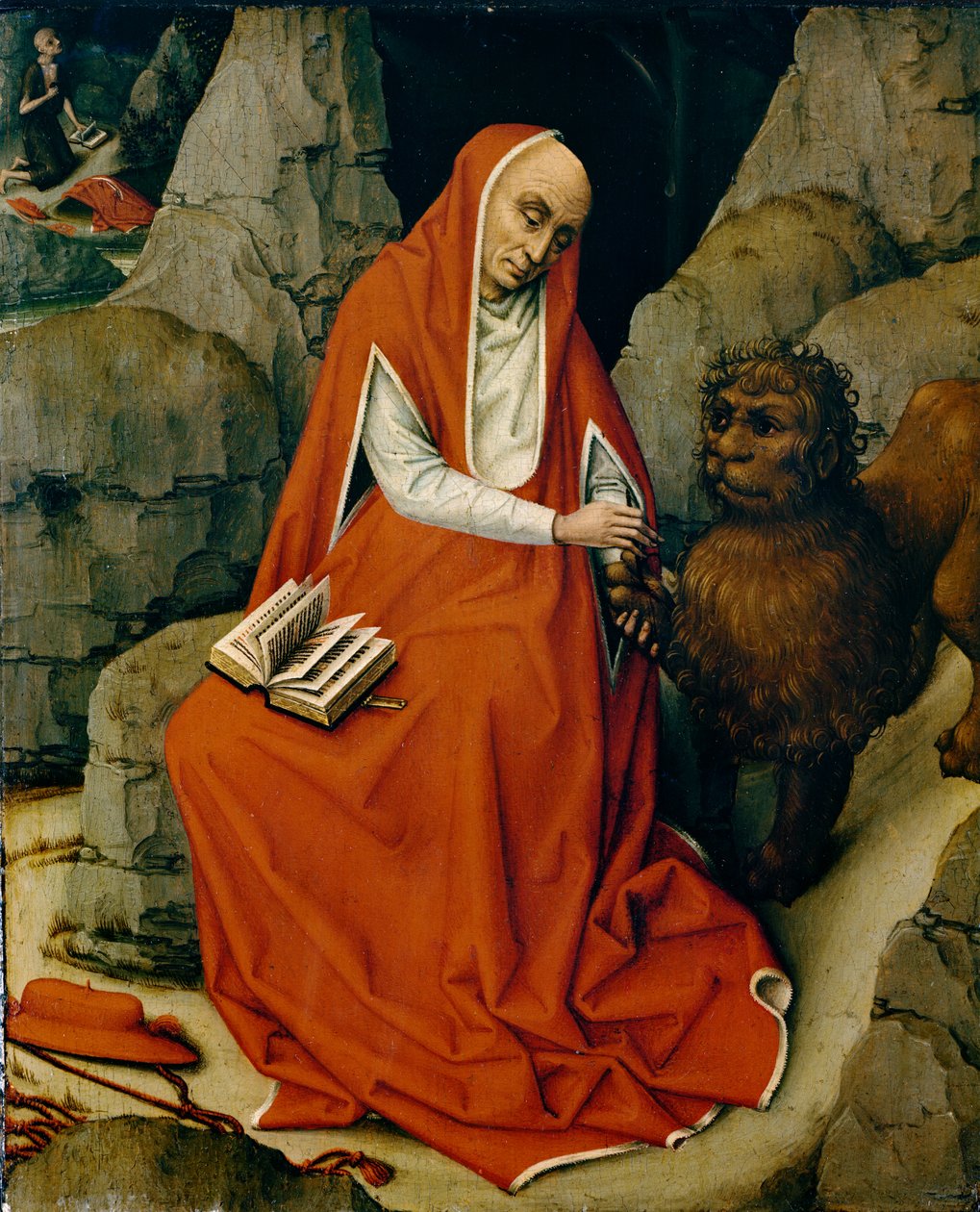 Saint Jerome in the Desert, n. 1450-1465 (öljy tammilevylle) tekijältä Rogier van der Weyden