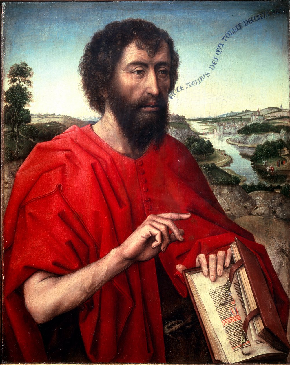 Pyhä Johannes Kastaja. Yksityiskohta (Braque-triptyykin vasen paneeli), n. 1450 (Öljy puulle) tekijältä Rogier van der Weyden