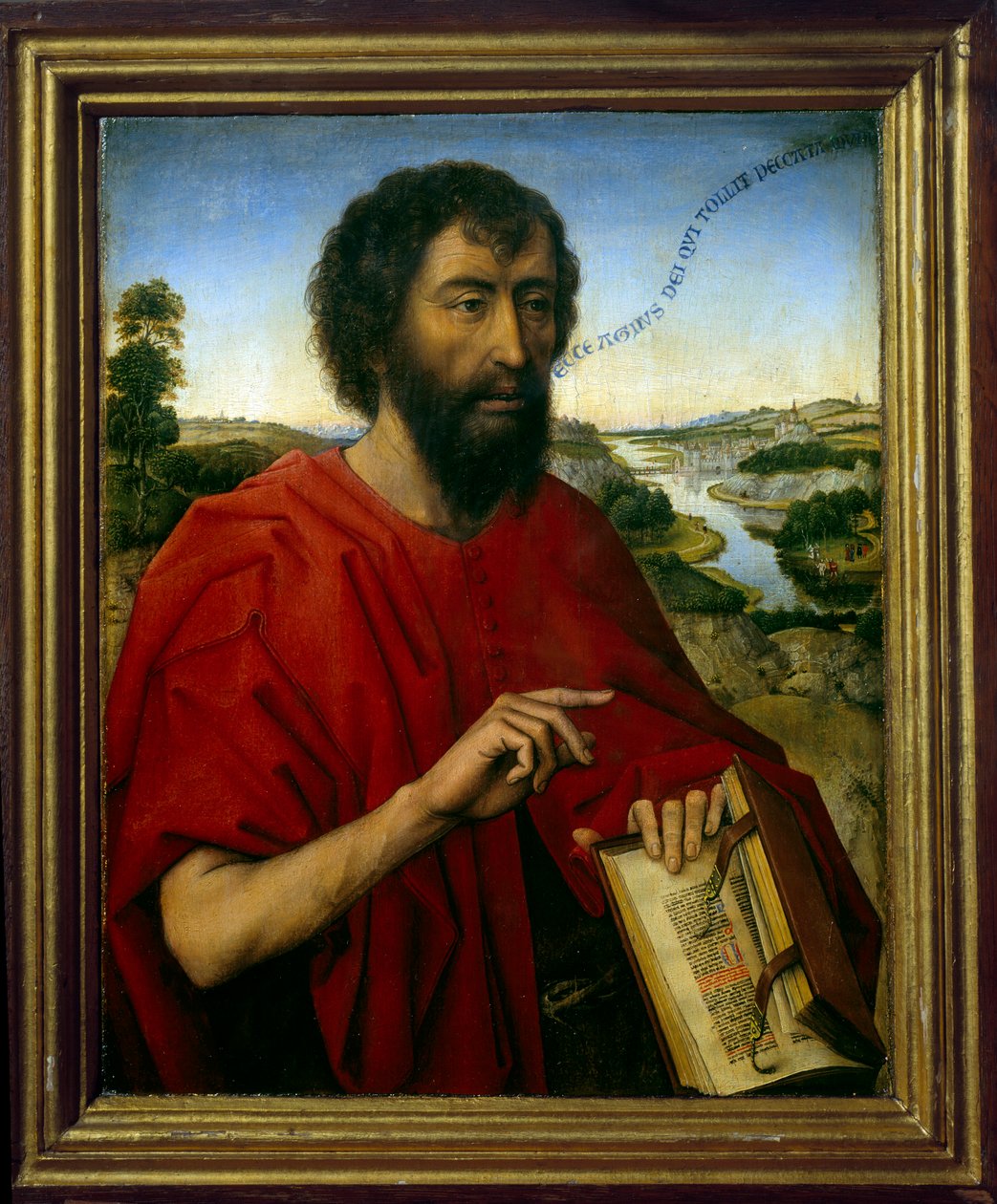Pyhä Johannes Kastaja. Yksityiskohta. Vasen paneeli Braque-perheen triptyykistä. Roger (Rogier) Van Der Weydenin (1400 - 1464) maalaus Ec. Flam. tekijältä Rogier van der Weyden