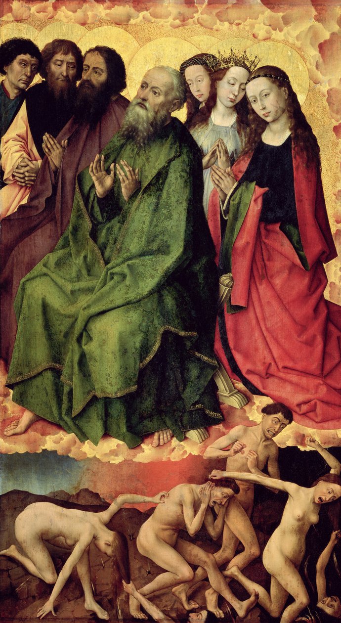 Viimeinen tuomio, kirottujen sisäänkäynti helvettiin, n. 1445-1450 (öljy paneelille) tekijältä Rogier van der Weyden