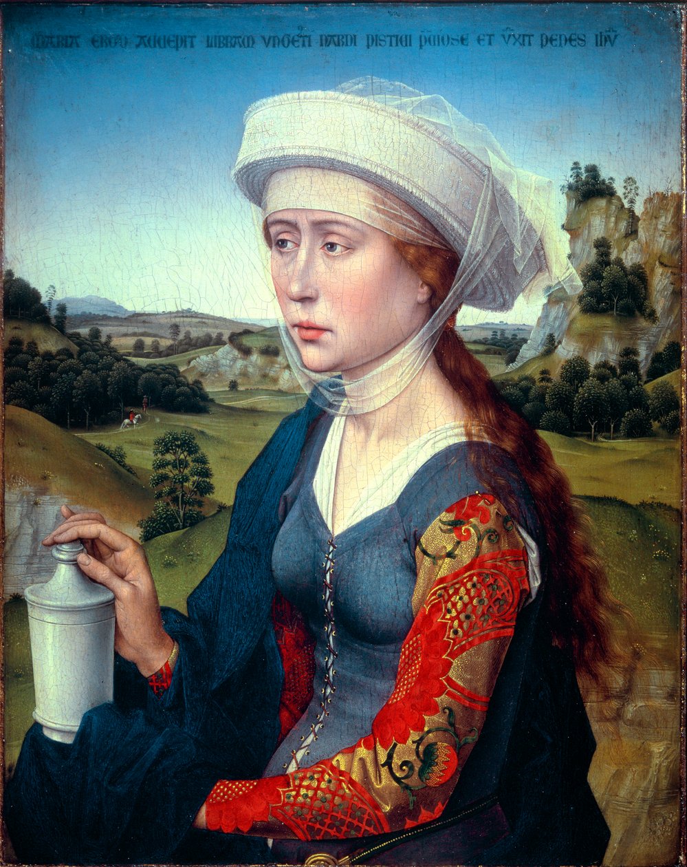 Braque-suvun triptyykki: Pyhän Maria Magdaleenan esitys (Braque-triptyykin oikea paneeli), n. 1450 (öljy puulle) tekijältä Rogier van der Weyden