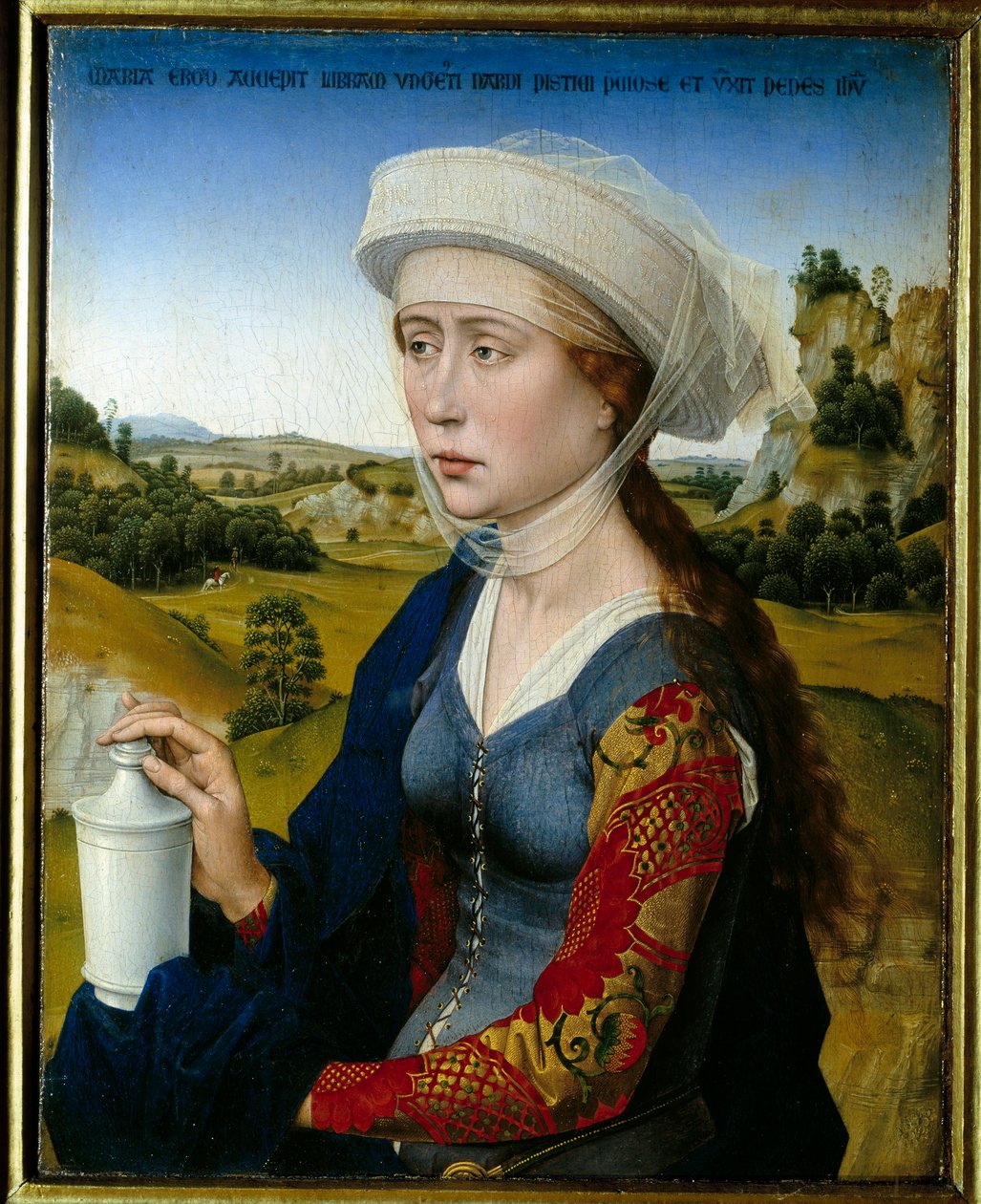 Braque-suvun triptyykki: "" Sainte Marie Madeleinen esitys"" Oikea paneeli Rogier (Roger) Van der Weyden (1399/1400-1464) 1400-luku tekijältä Rogier van der Weyden