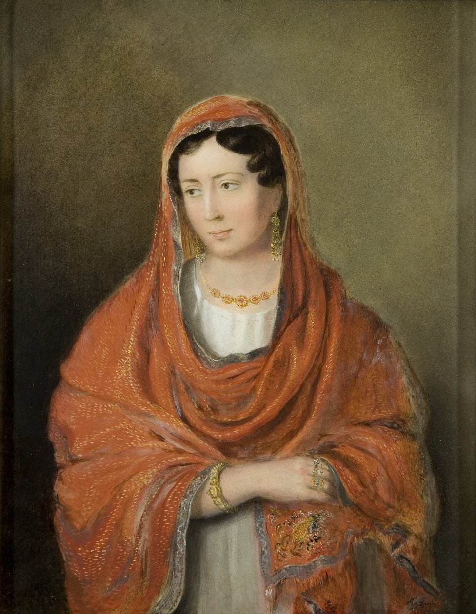 Naisen muotokuva, n. 1820 (öljy myllylevylle) tekijältä Rolinda Sharples
