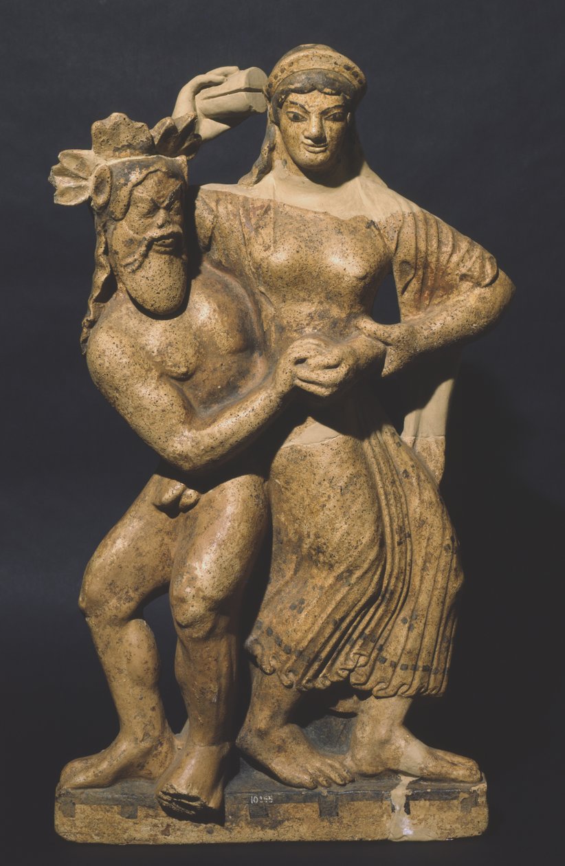 Maenadia ja satyyria esittävä antefix, Satricum tekijältä Roman
