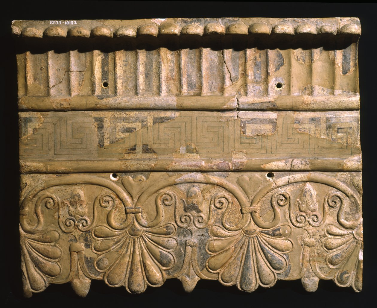 Antefix Mater Matuta -temppelistä Satricumissa, Latiumissa, Italiassa (terrakotta) tekijältä Roman