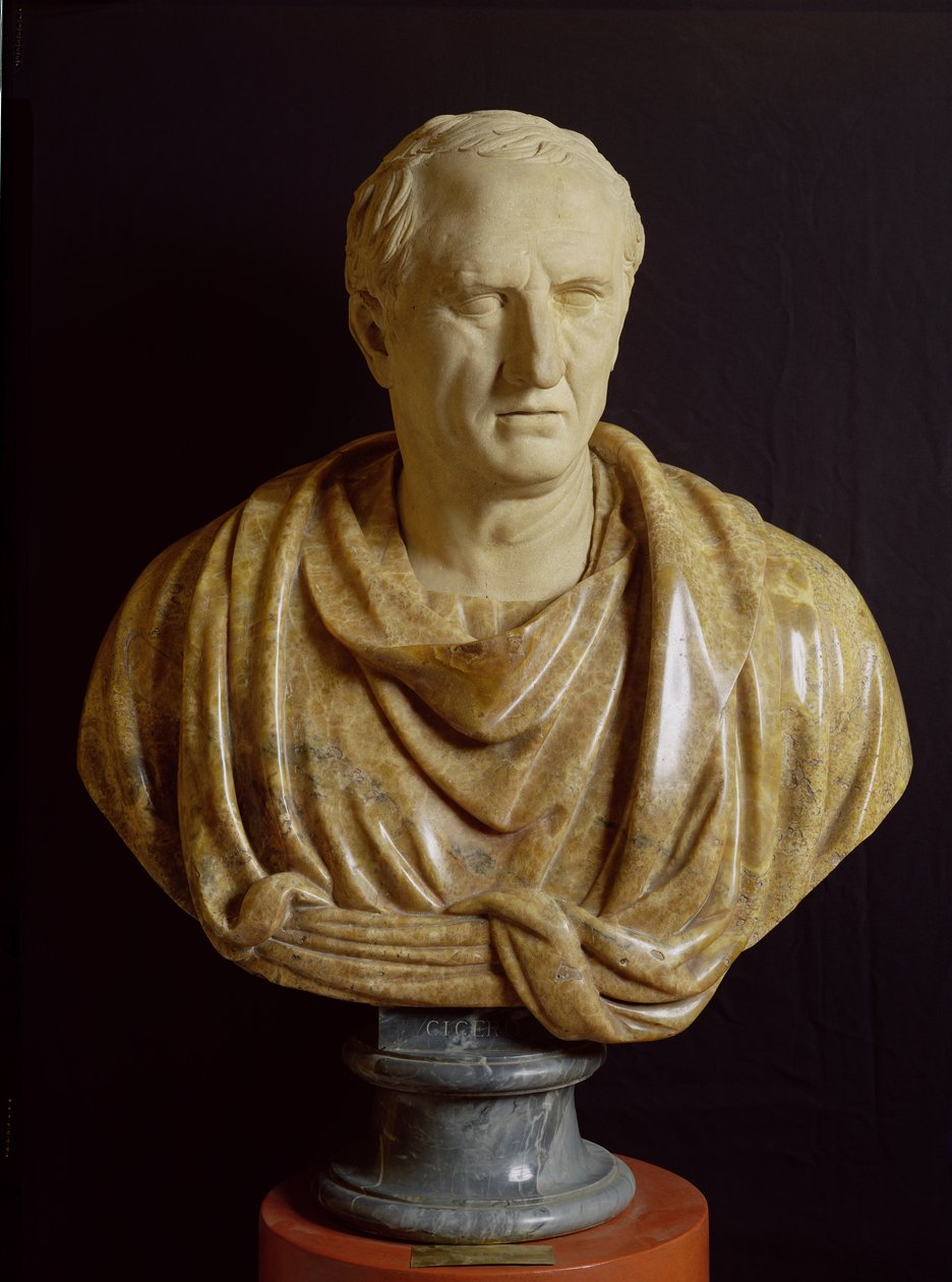 Marcus Tullius Ciceron (106-43 eKr.) rintakuva (marmori ja kivi) tekijältä Roman