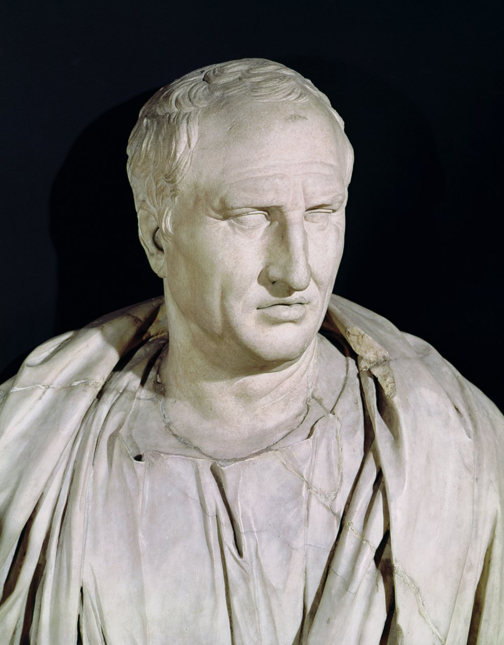 Marcus Tullius Ciceron rintakuva 106-43 eKr. marmoriyksityiskohta vuodelta 168173 tekijältä Roman