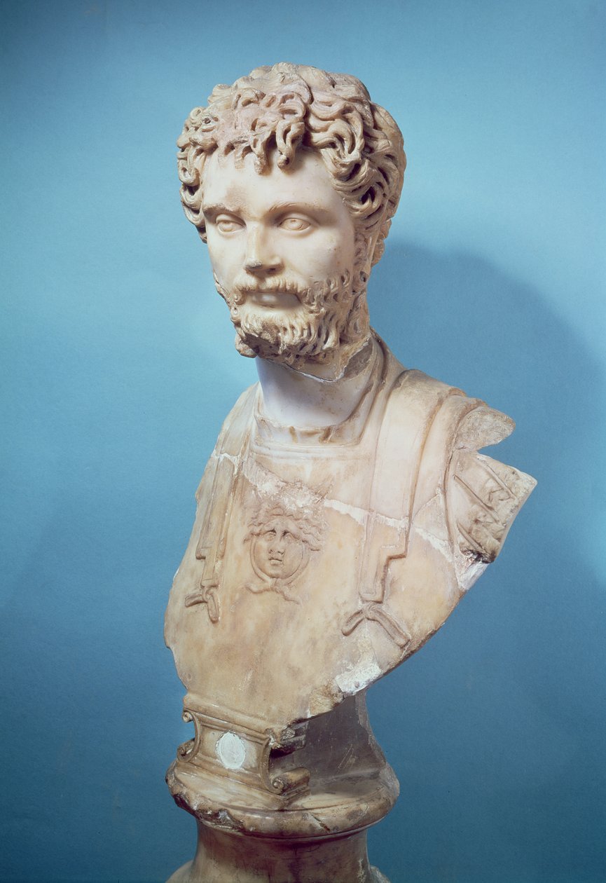 Septimius Severuksen (145-211) rintakuva (marmori) tekijältä Roman
