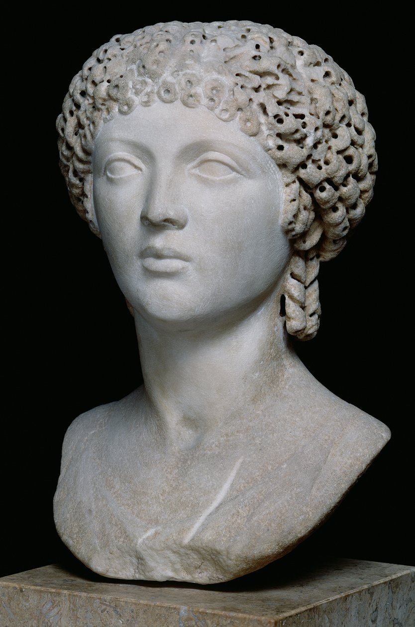 Roomalaisen naisen rintakuva, mahdollisesti Poppaea Augusta, 55-60 jKr (marmori) tekijältä Roman