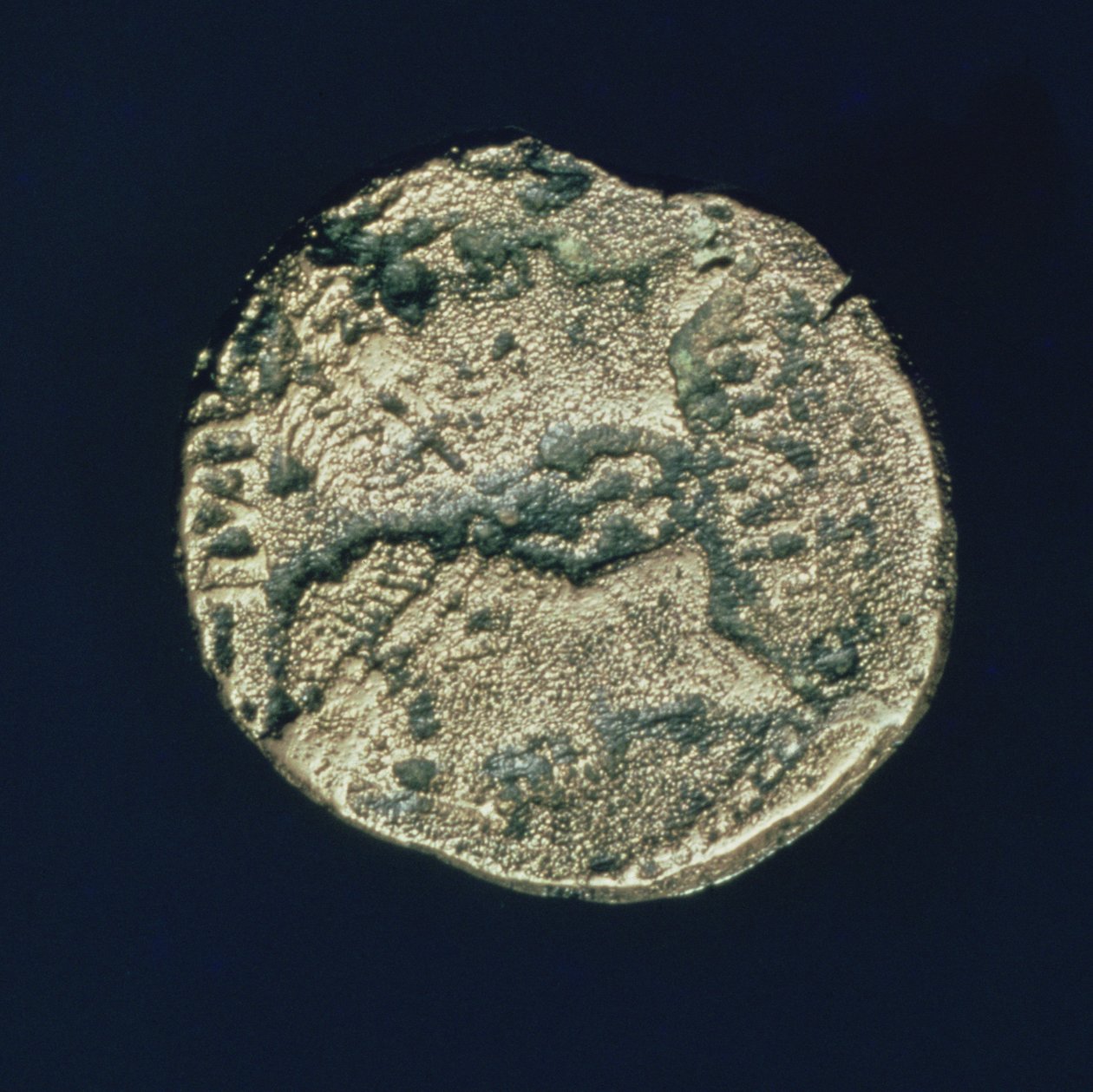 Kolikko Julius Caesarin (101-44 eKr.) ja Augustuksen (63-14 eKr.) päillä (pronssi) tekijältä Roman