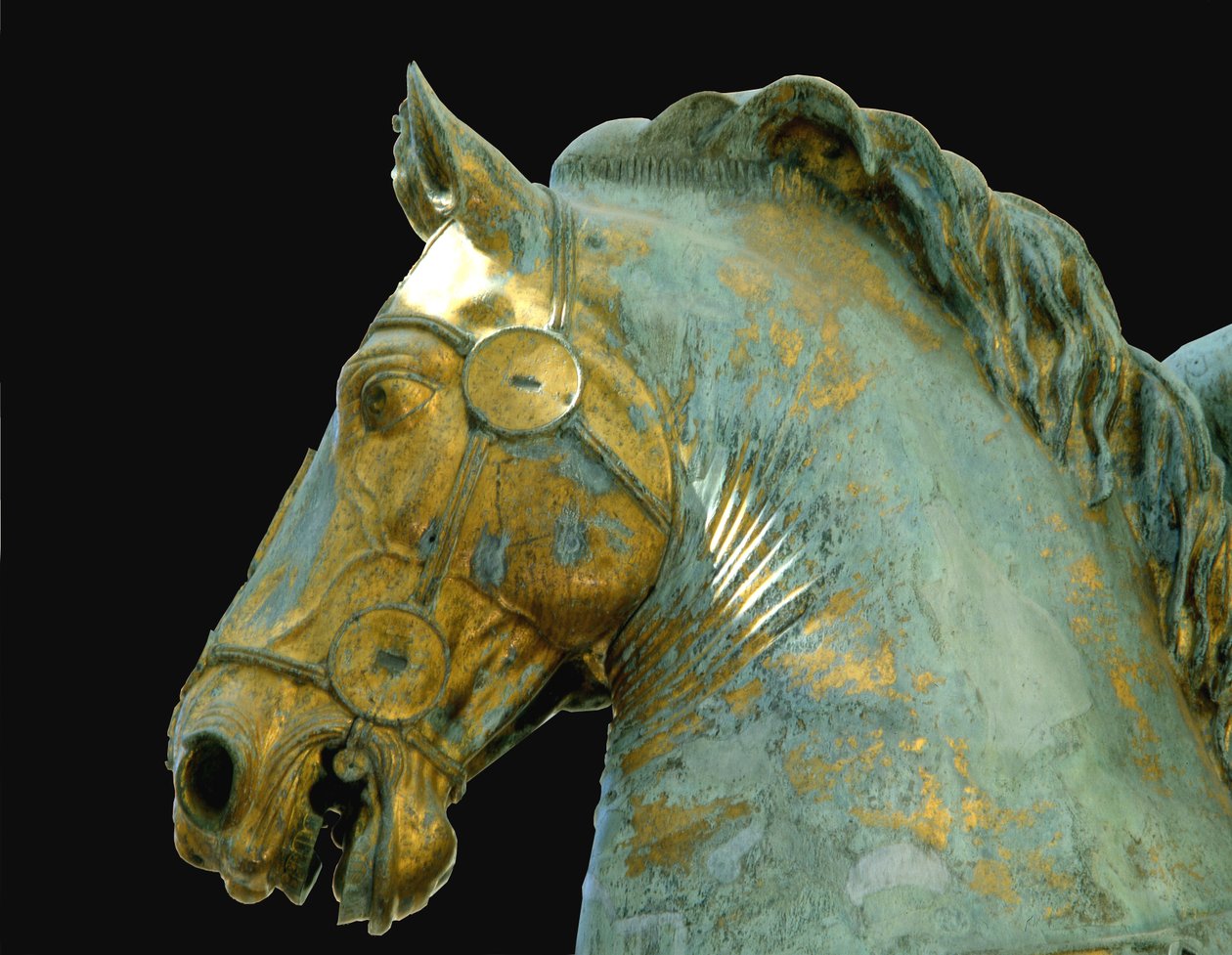 Yksityiskohta Marcus Aureliuksen ratsastuspatsaasta (pronssi) tekijältä Roman