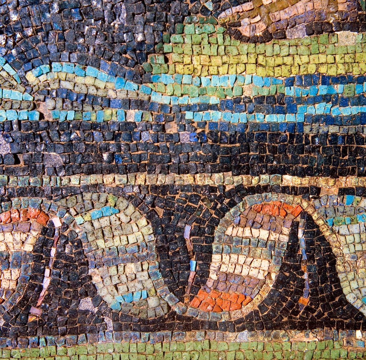 Yksityiskohta seinän mosaiikista mosaiikki tekijältä Roman