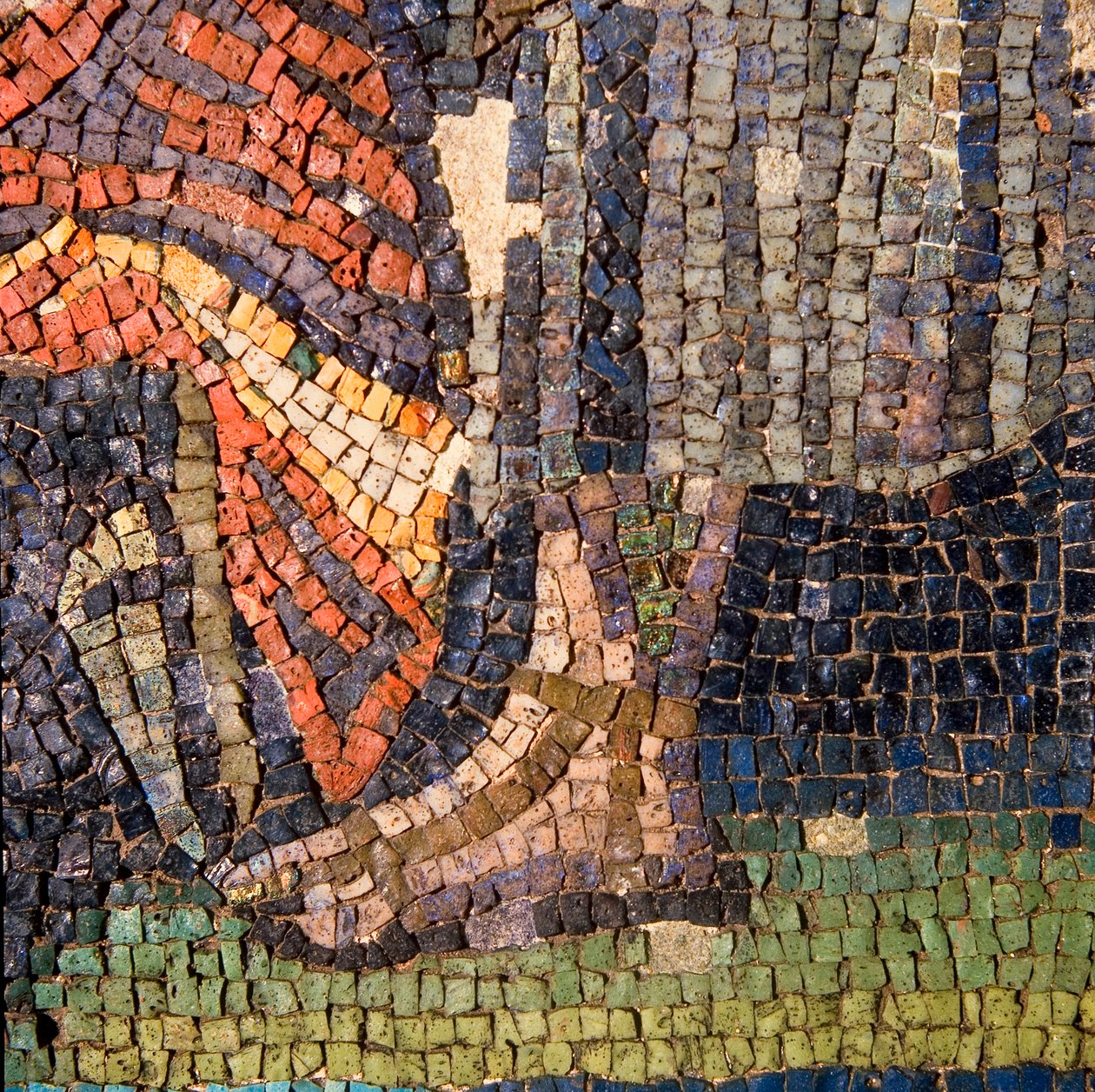 Yksityiskohta seinän mosaiikista mosaiikki tekijältä Roman