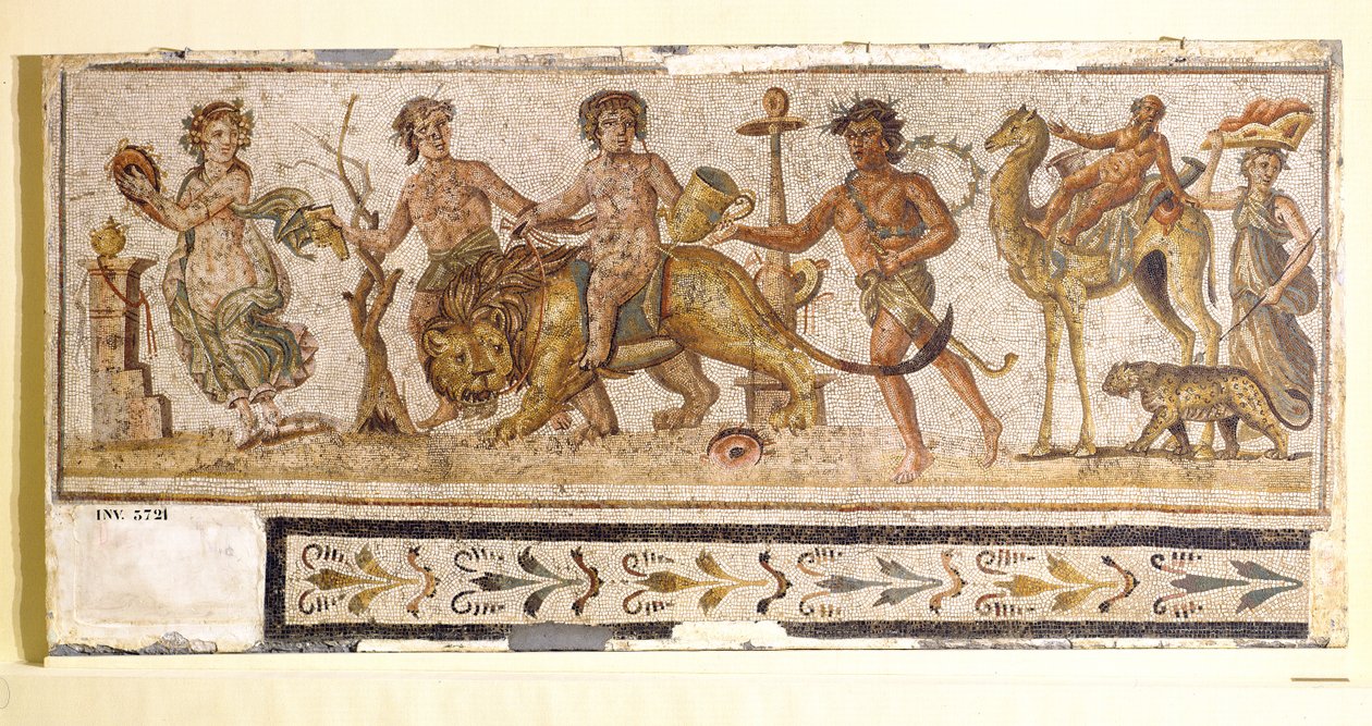 Dionysiolainen kulkue, El-Jem (Thysdrus) (mosaiikki) tekijältä Roman